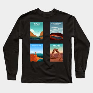 Utah National Parks Travel Poster Sticker Collection Long Sleeve T-Shirt